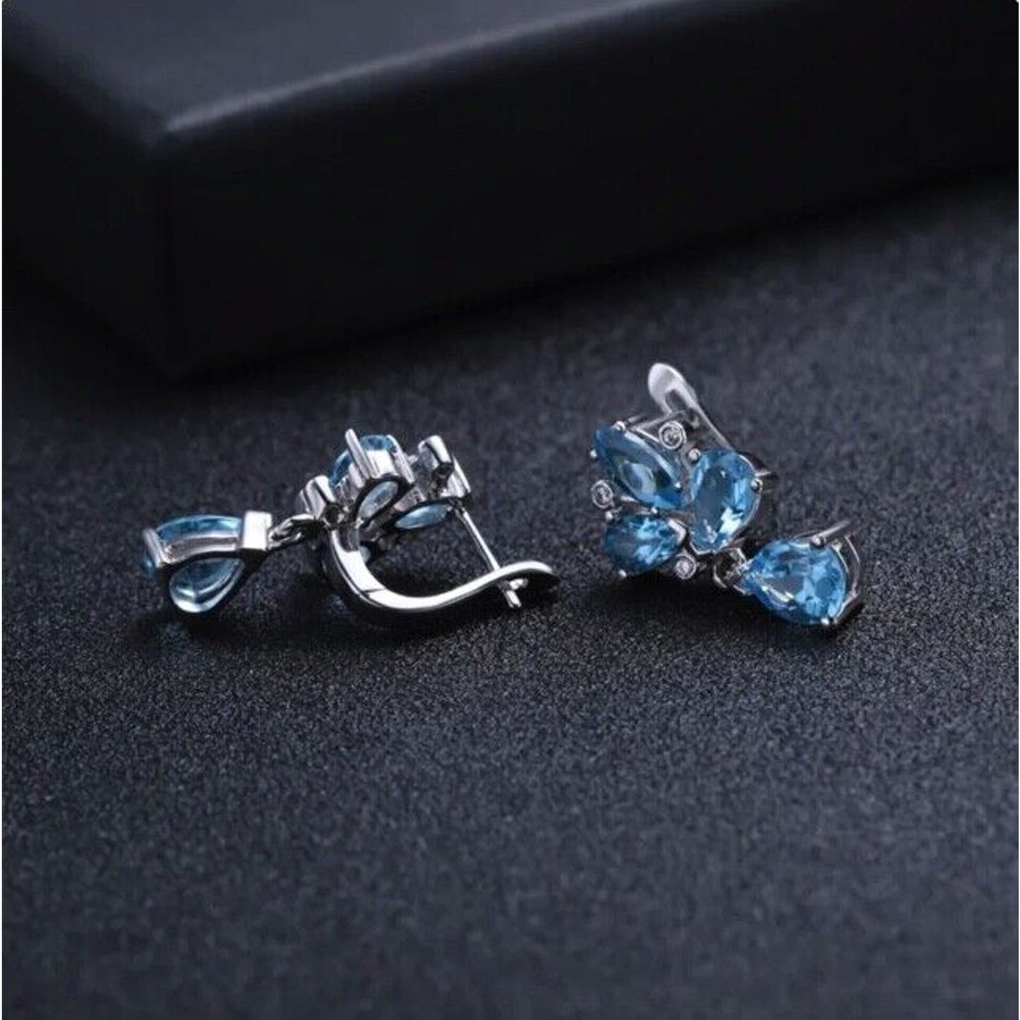 Swiss Blue Topaz, Amethyst, or Garnet Statement Earrings 6x9mm