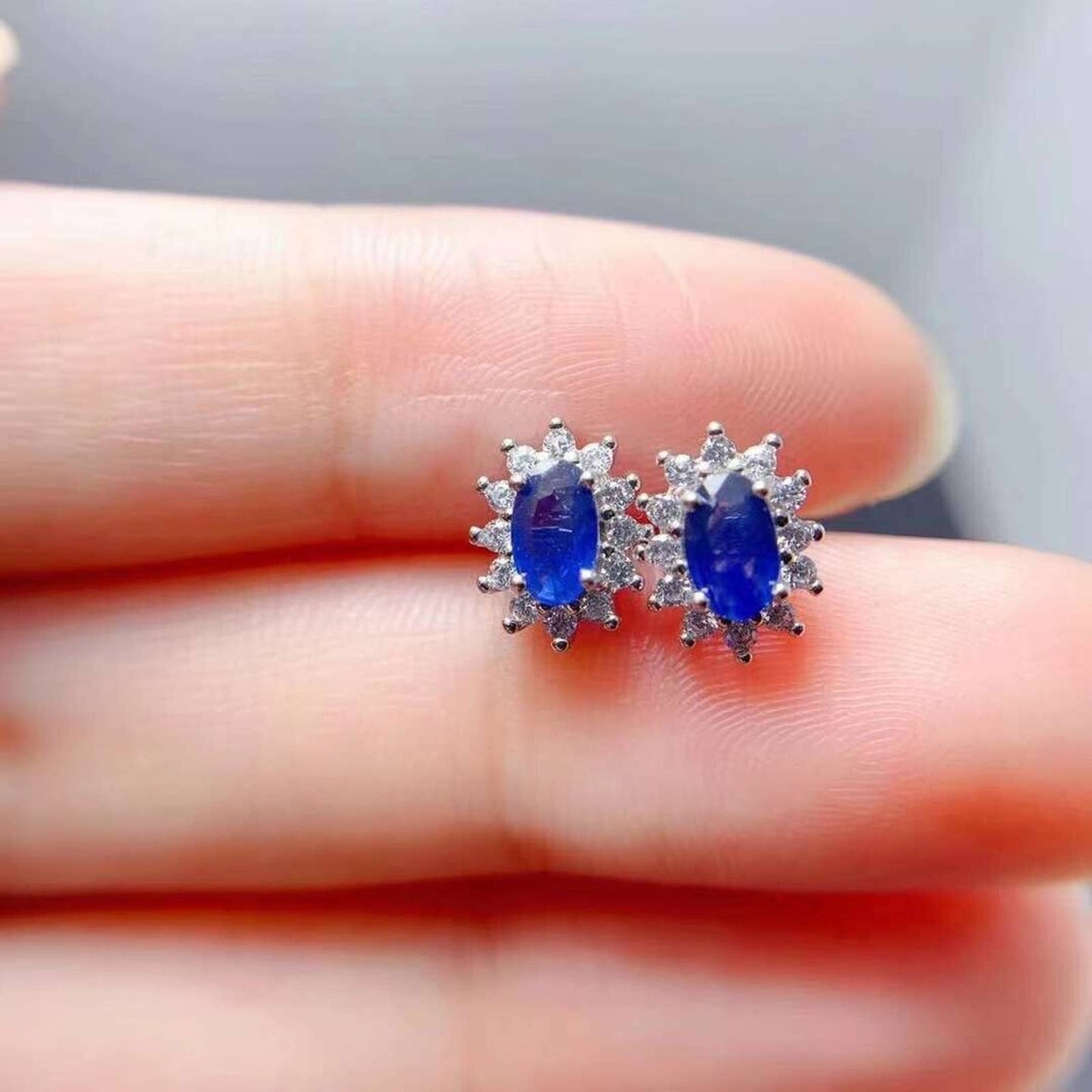 Blue Sapphire Stud Earrings, Natural Sapphire Stud Earrings, VVS Grade Sri Lanka Sapphires