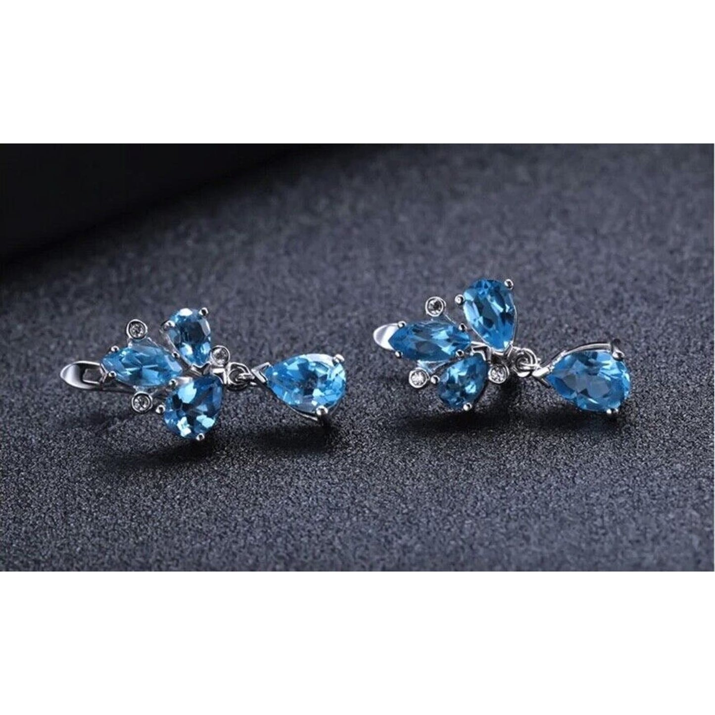 Swiss Blue Topaz, Amethyst, or Garnet Statement Earrings 6x9mm