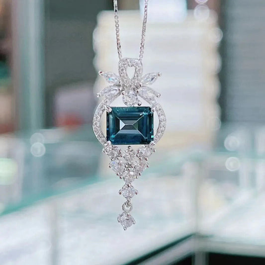 London Blue Topaz Emerald Cut Pendant Necklace 7x9mm, Women's London Blue Topaz Pendant's, London Blue Topaz Statement Necklace, London Blue Topaz Gemstone Jewelry, London Blue Topaz Necklace, London Blue Topaz Gemstone, December Birthstone London Blue Topaz, London Blue Topaz Pendant, December Birthstone Jewelry, Women's London Blue Topaz Pendant, Natural London Blue Topaz Pendant, Natural London Blue Topaz Gemstone, Natural London Blue Topaz Necklace, Genuine London Blue Topaz, London Blue Topaz Jewelry