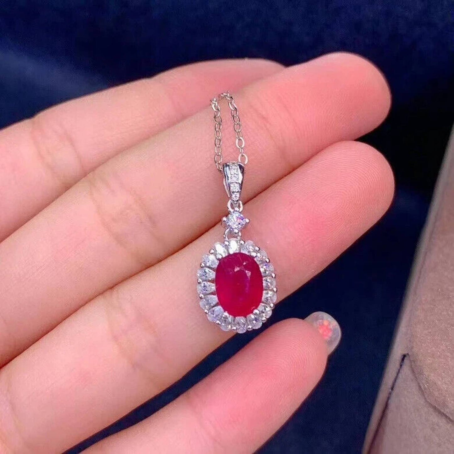 Natural Ruby Jewelry Set, Women's Ruby Pendant and Ring, Ruby Ring and Pendant