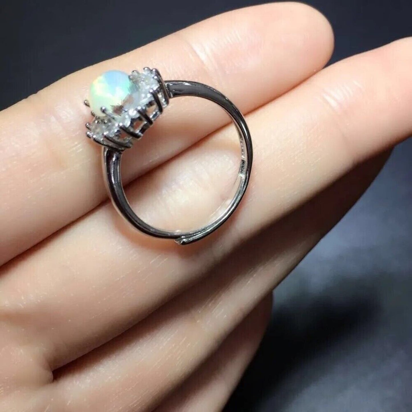 Fire Opal Cocktail Ring 6x8mm Sterling Silver