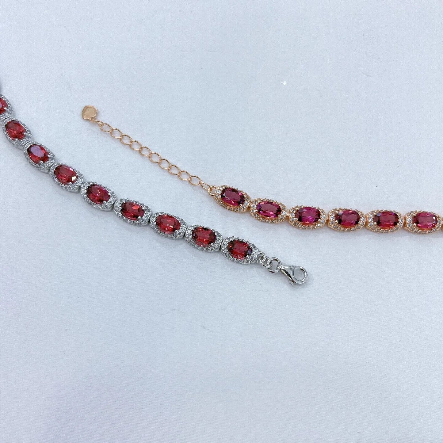 Natural Red Garnet Gemstone Tennis Bracelet 4x6mm