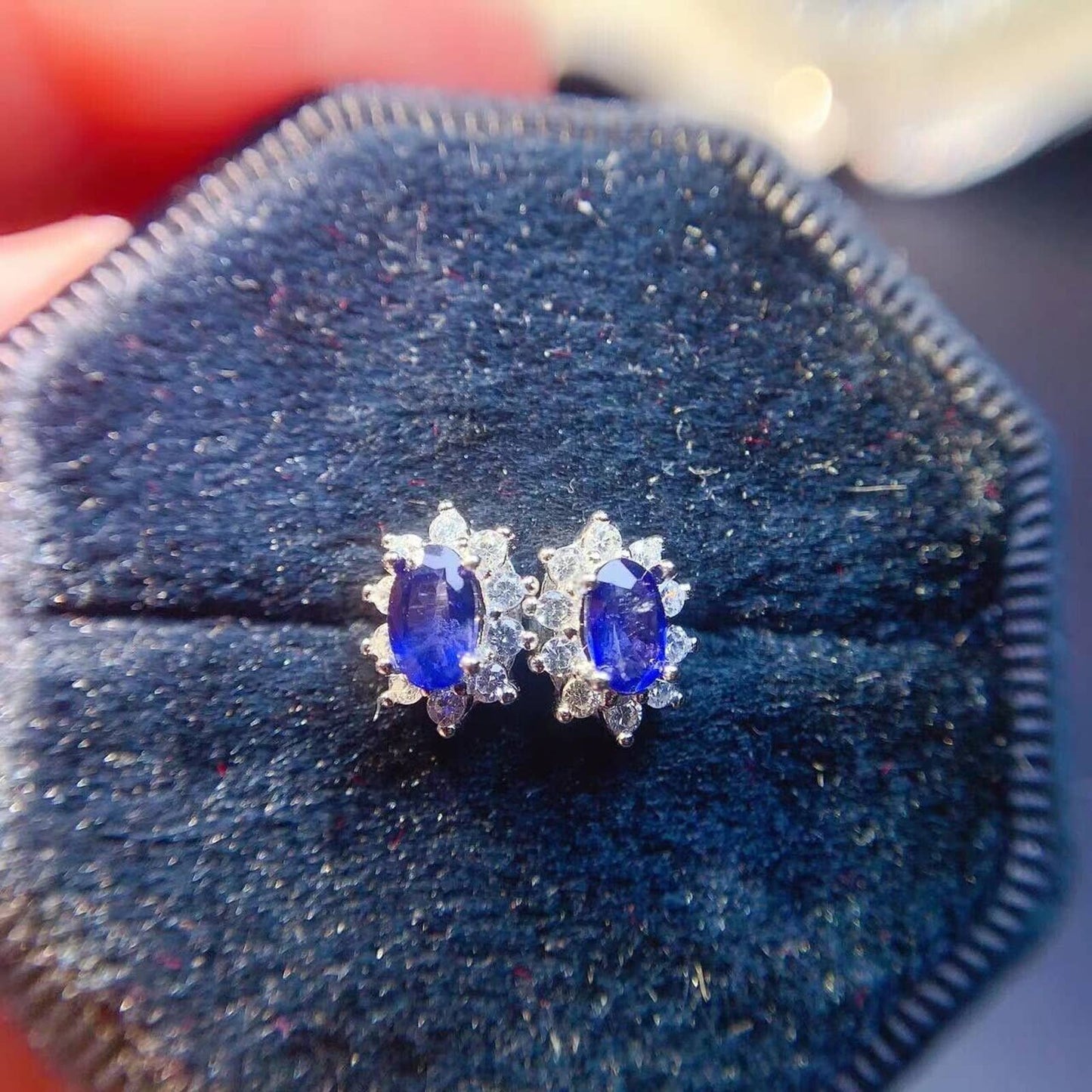 Bright Blue Sapphire Stud Earrings, Gemstone Jewelry, Sapphire Studs