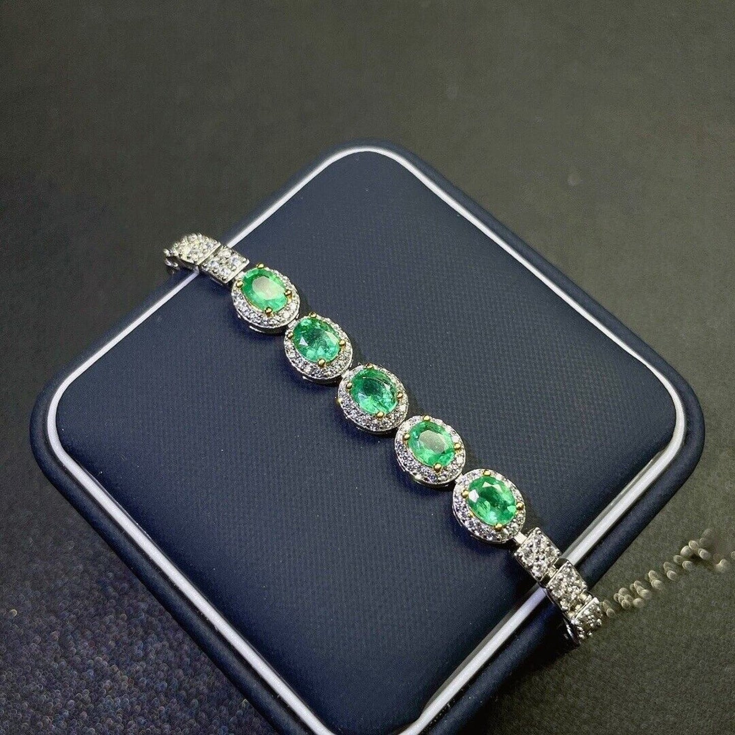 Emerald Tennis Bracelet with Cubic Zirconia 4x5mm