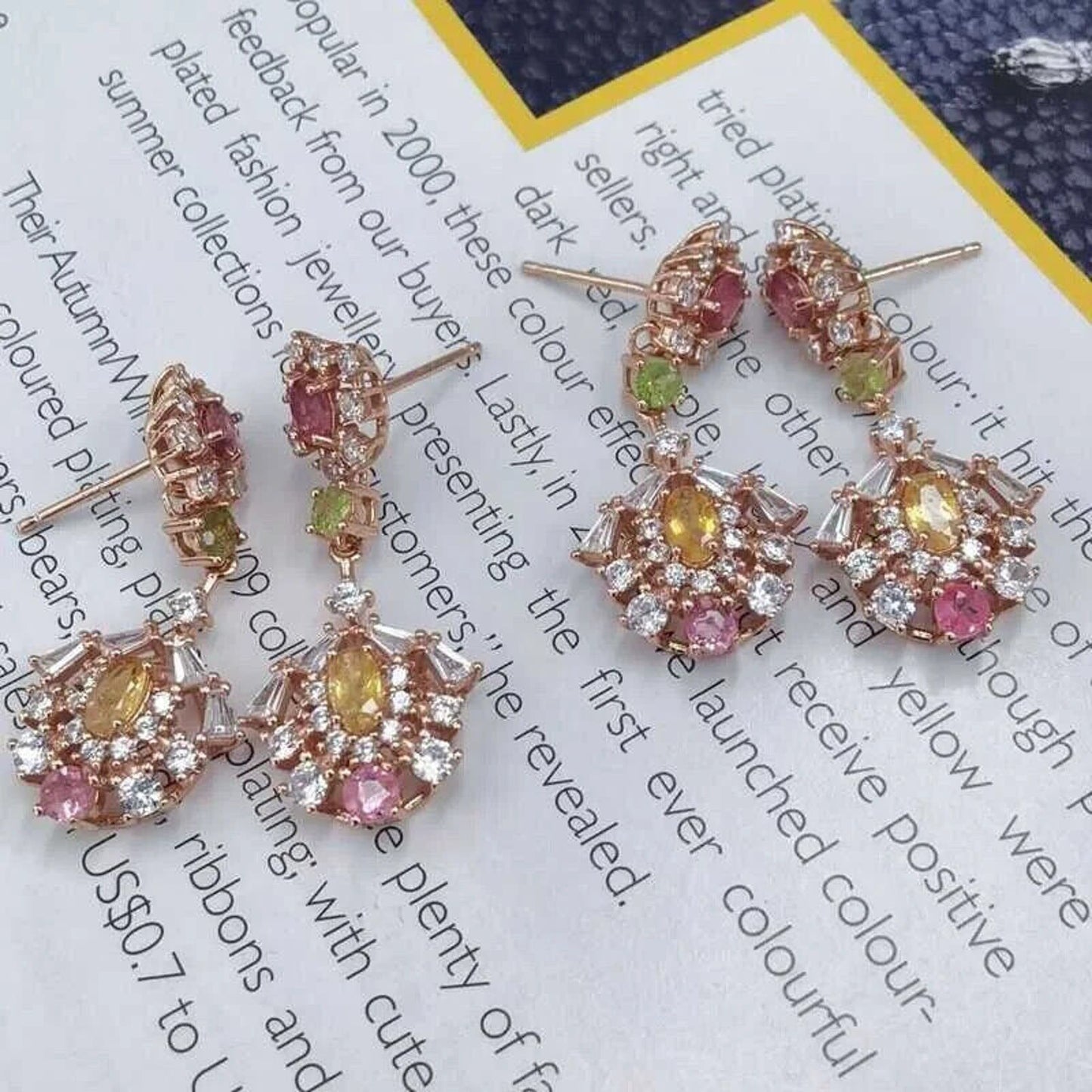 Natural Brazilian Tourmaline Dangle Earrings 12x28mm