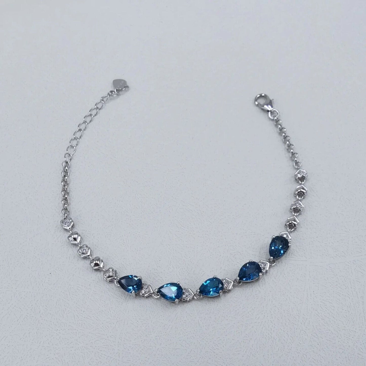 London Blue Topaz Pear Cut Tennis Bracelet 5x7mm