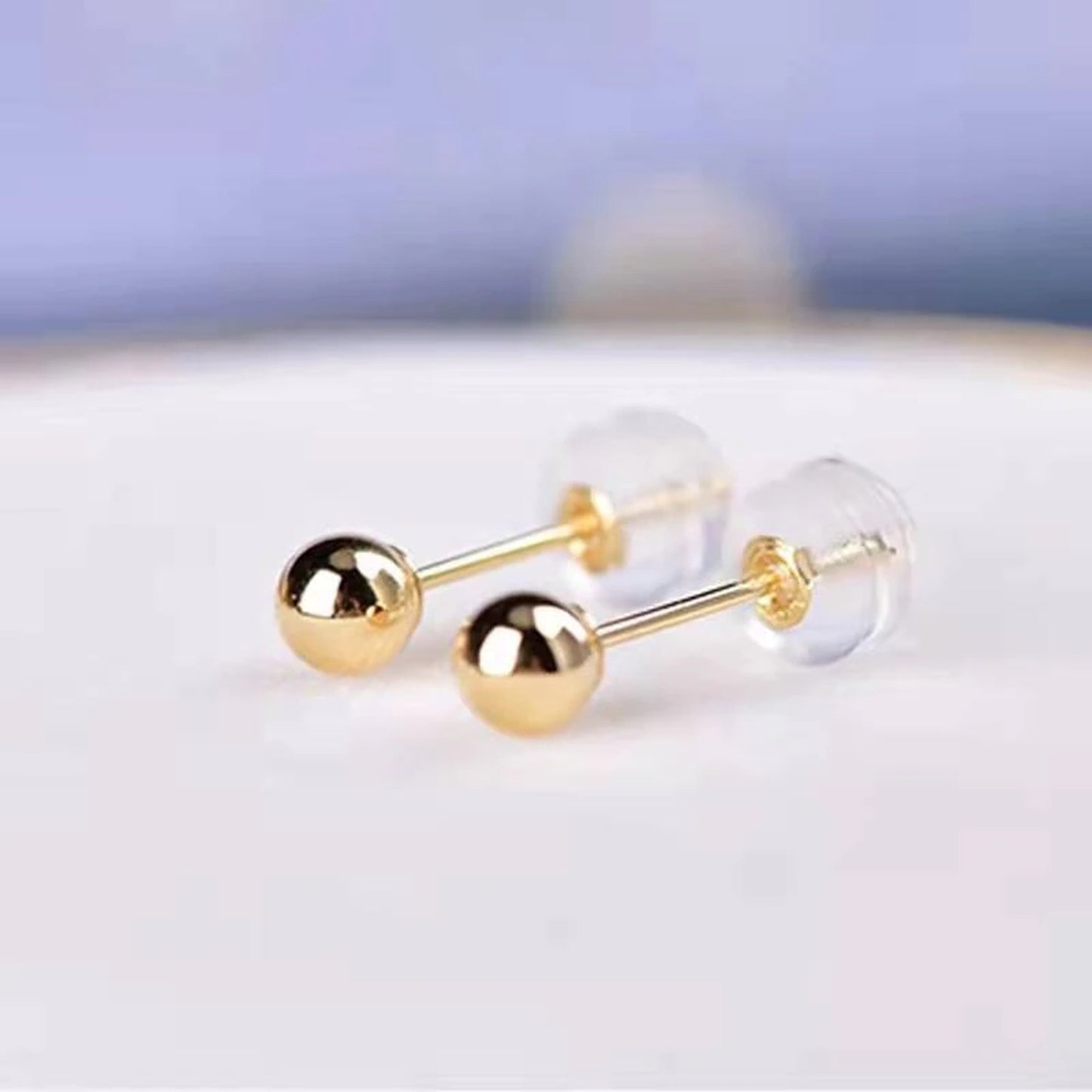 18k Gold Stud Earrings, 3mm Yellow Gold or Rose Gold, Au750 Earrings 18k Gold