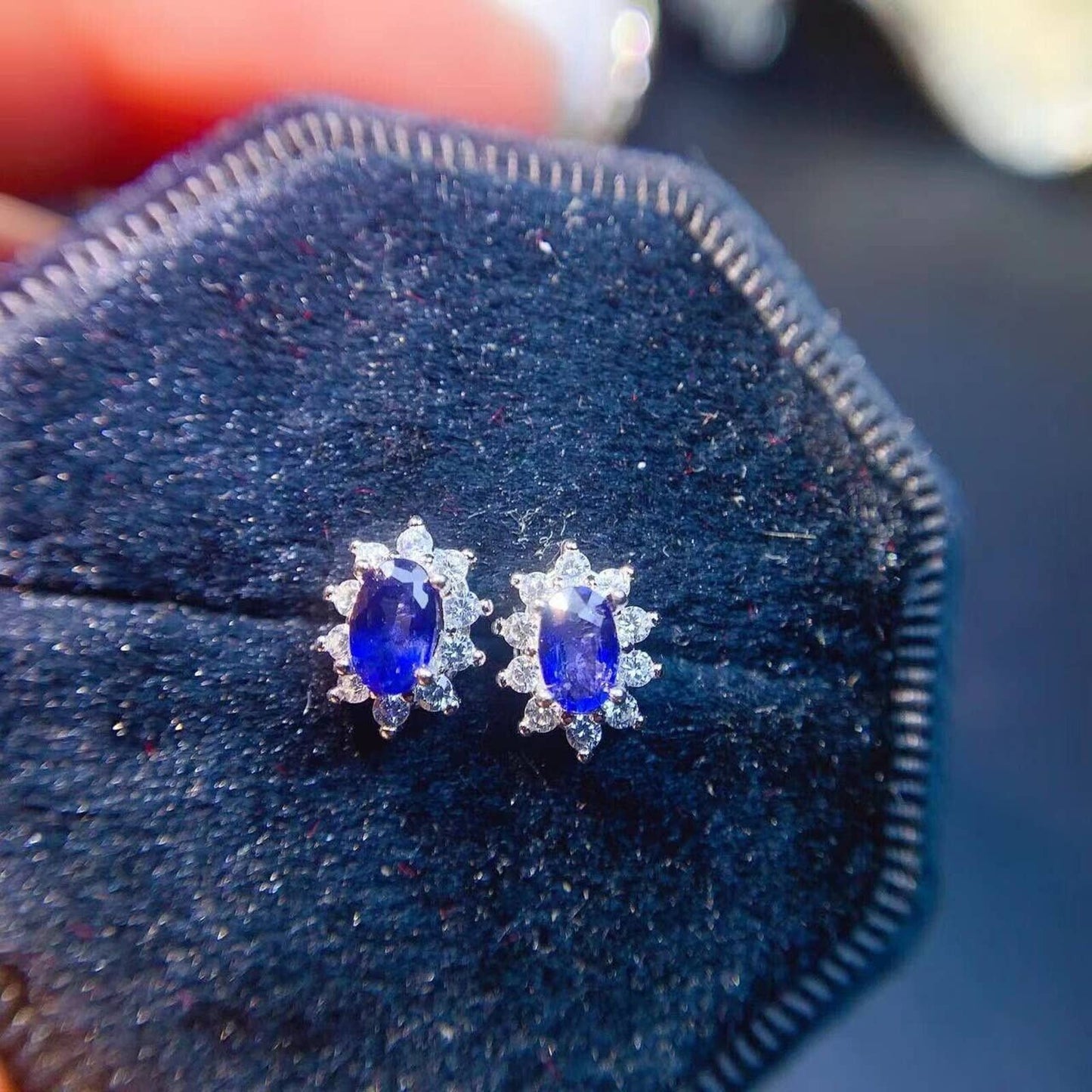 Bright Blue Sapphire Stud Earrings, Gemstone Jewelry, Sapphire Studs