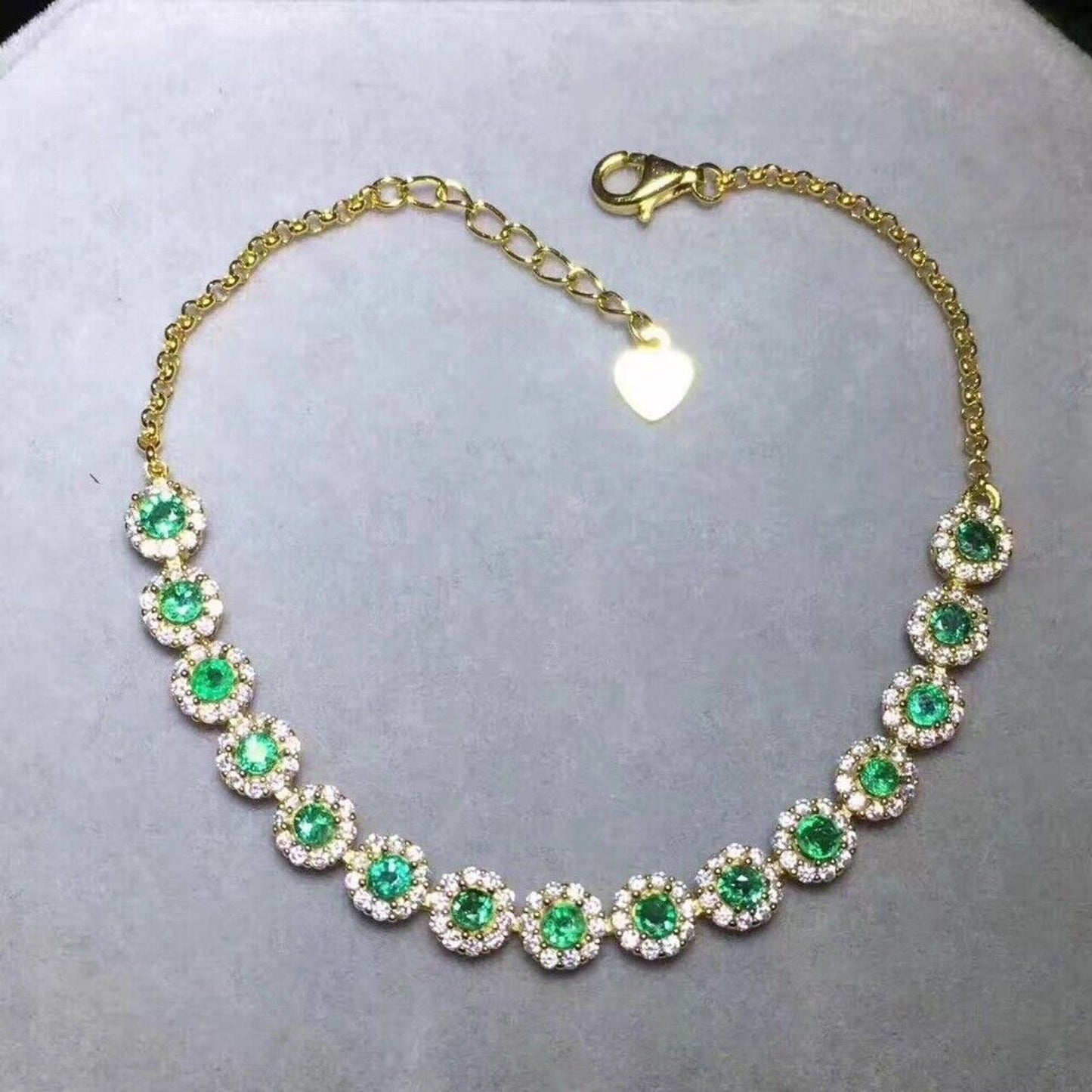 Emerald Tennis Bracelet Round 3mm Sterling Silver