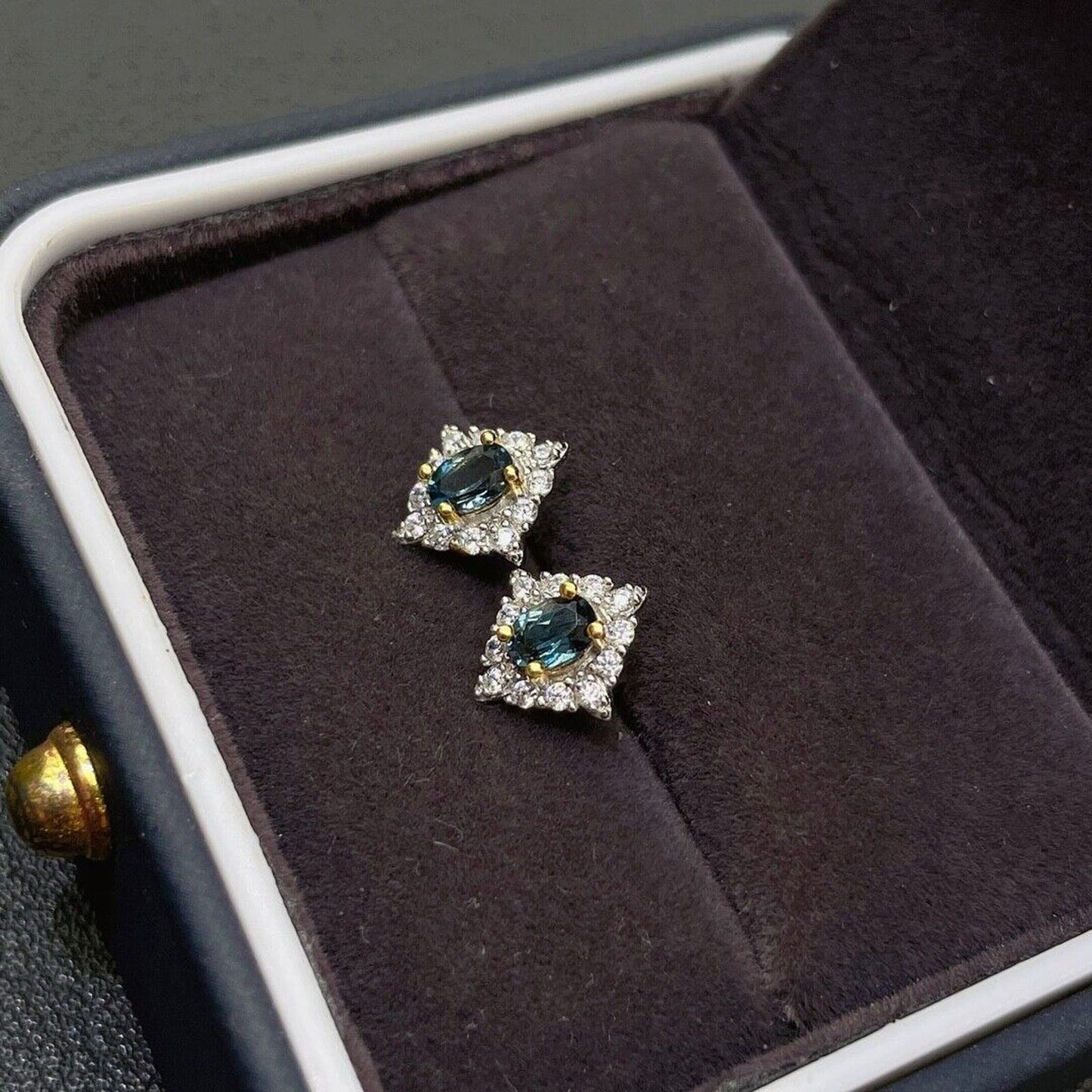 London Blue Topaz Dainty Stud Earrings 3x4mm