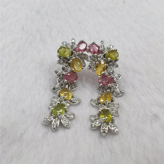 Natural Brazilian Tourmaline Dangle Earrings 10x30mm