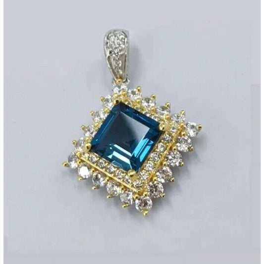 London Blue Topaz Square Cut Pendant Necklace 7x7mm, Natural London Blue Topaz Pendant, London Blue Topaz Statement Necklace, London Blue Topaz Gemstone Jewelry, London Blue Topaz Necklace, London Blue Topaz Gemstone, December Birthstone London Blue Topaz, London Blue Topaz Pendant, December Birthstone Jewelry, Women's London Blue Topaz Pendant, Natural London Blue Topaz Pendant, Natural London Blue Topaz Gemstone, Natural London Blue Topaz Necklace, Genuine London Blue Topaz, London Blue Topaz Jewelry