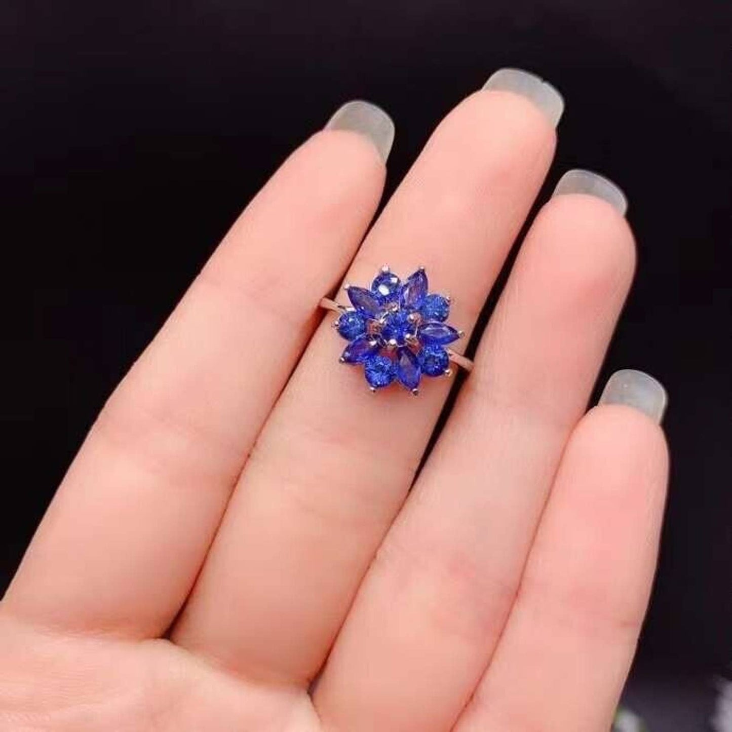 Natural Blue Sapphire Engagement Ring, Natural Sapphire Ring, Women's Blue Sapphire Statement Ring