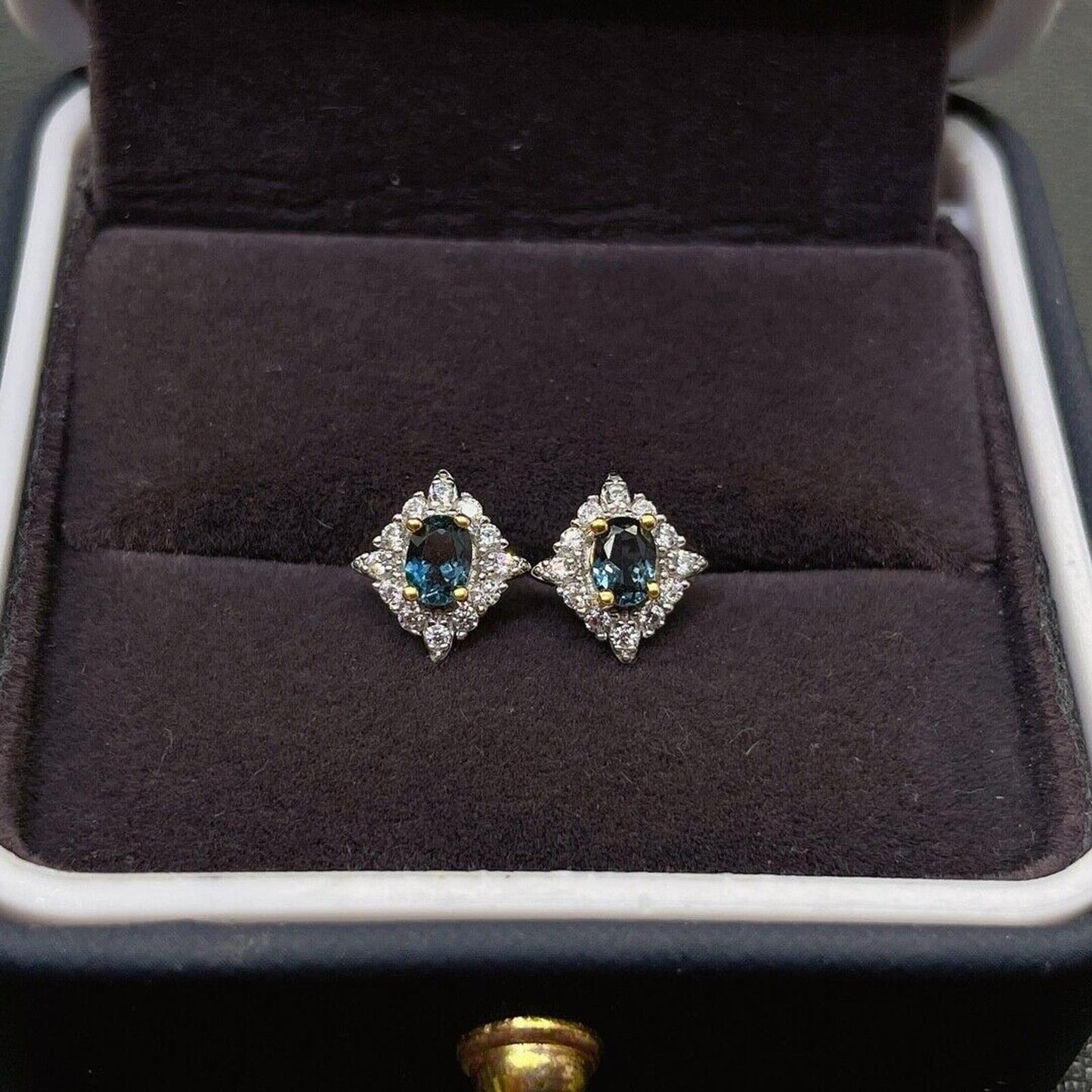 London Blue Topaz Dainty Stud Earrings 3x4mm