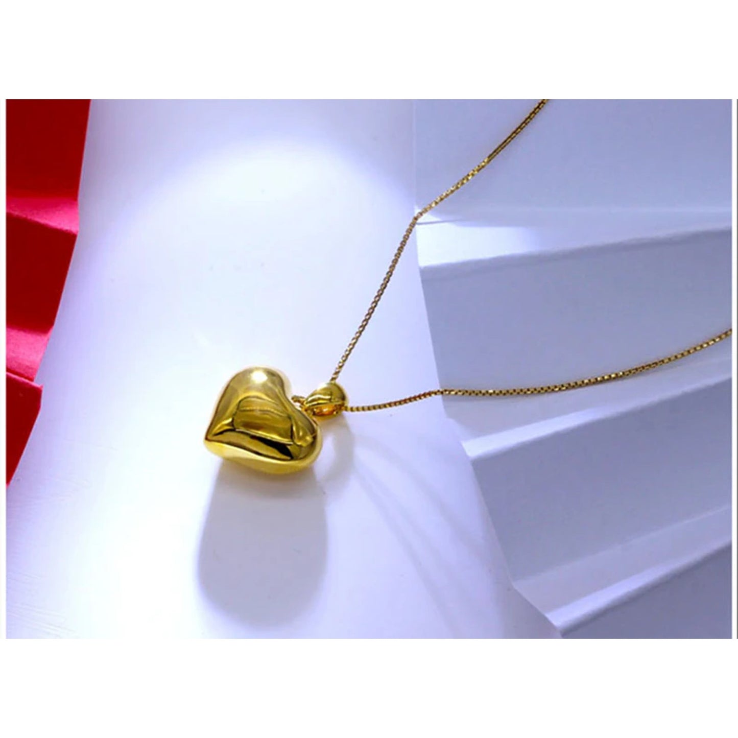 18K Gold Heart Pendant, Au750 Heart Pendant, 18k Gold Pendant with 0.8g Chain