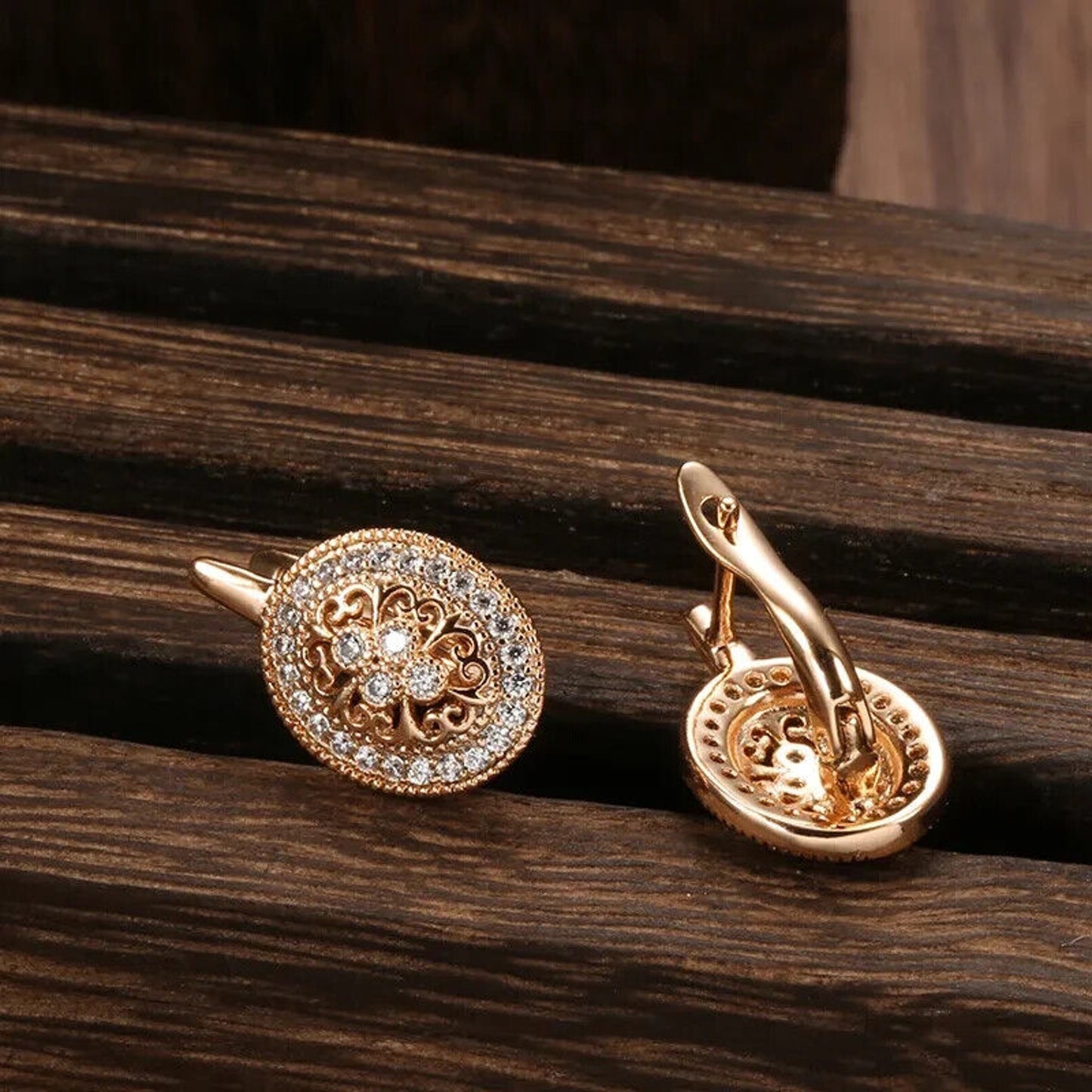 Rose Gold Earrings, Shiny Rose Gold Oval Earrings 585 Rose Gold Stud