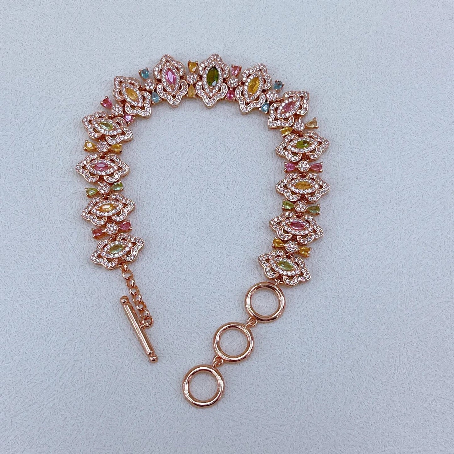 Colorful Brazilian Tourmaline Rose Gold Bracelet